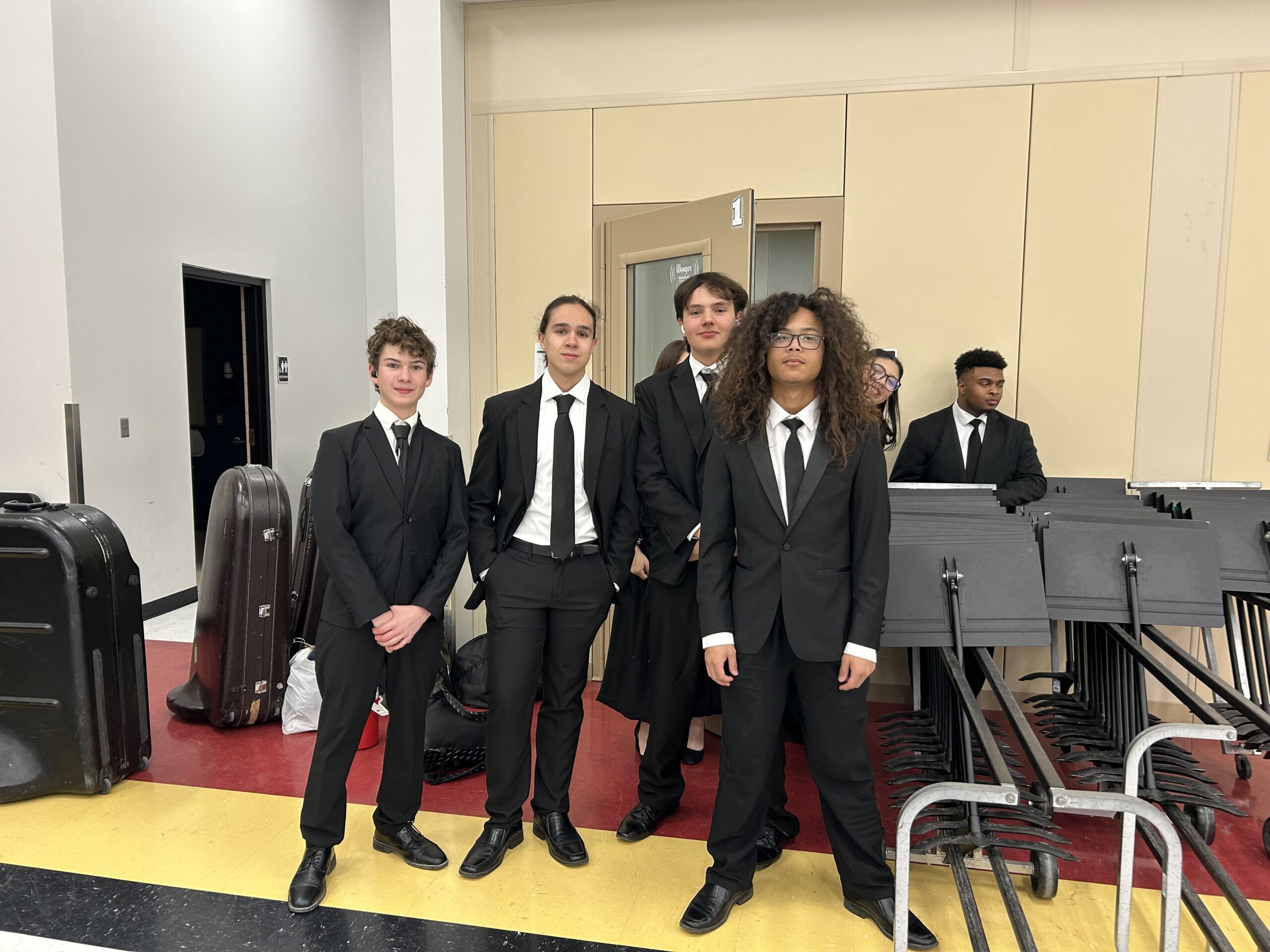 Band members backstage